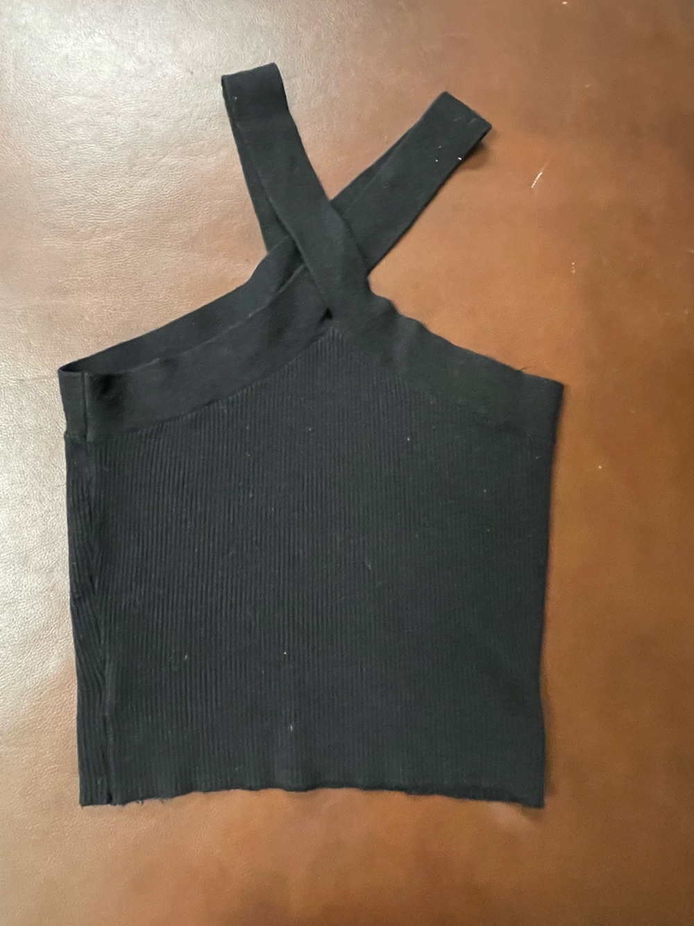 C.C. Boutique Black Ribbed One-Shoulder Tank